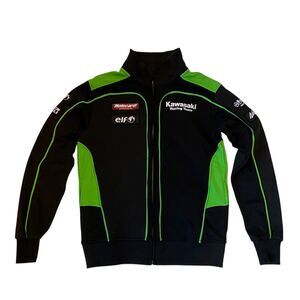 Kawasaki Motocard Team Green Black Zip Up Sweatshirt GP World Super Bike Small